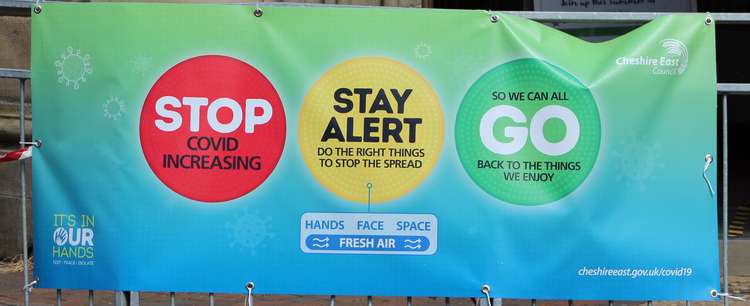 A Cheshire East Council banner, as seen outside Congleton Library on Market Square.