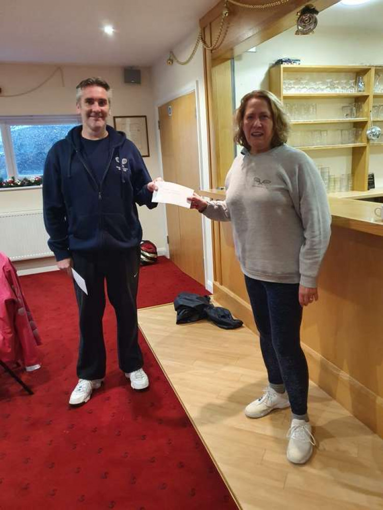 Congleton: Ladies winner Maureen Taylor with chair Rob McNinch.