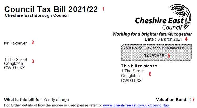 A Congleton-addressed council tax bill.