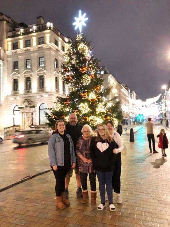 Becca and Kelsey with their mum Vicky, dad Jim and nan.