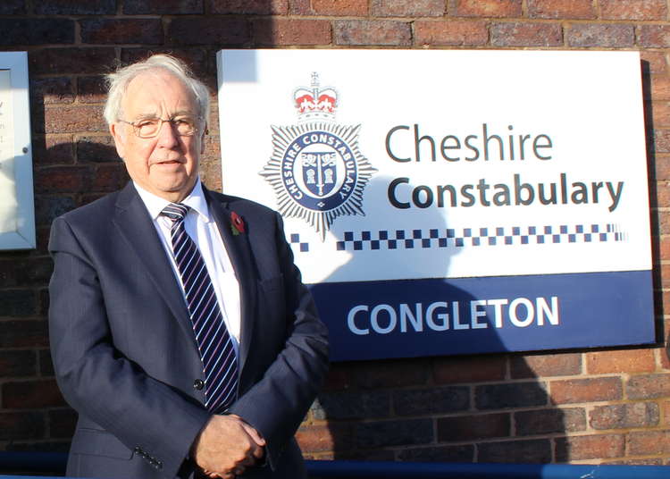 Mr Dwyer outside Congleton Police Station on Market Square.