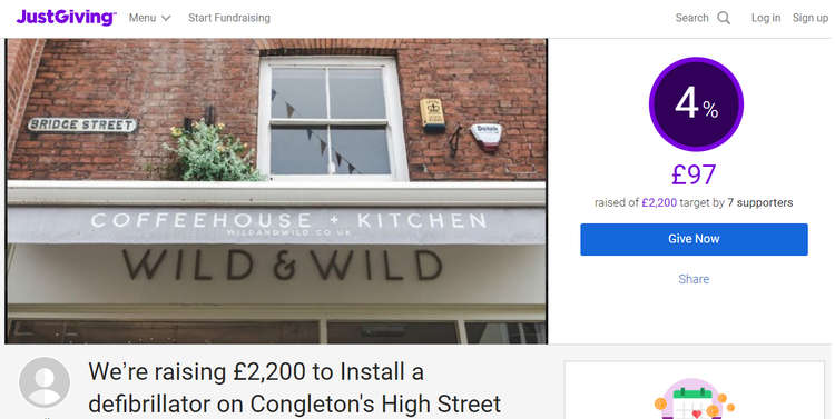 We've linked the donation link throughout the article, but you can also search 'Were raising £2,200 to Install a defibrillator on Congleton's High Street' on JustGiving.