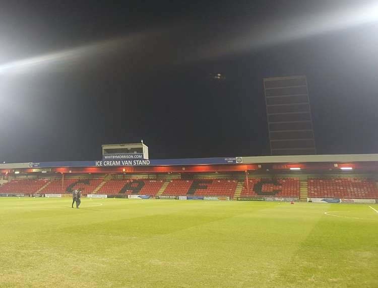 Crewe Alexandra's ground pictured before a Cheshire derby against Alsager.