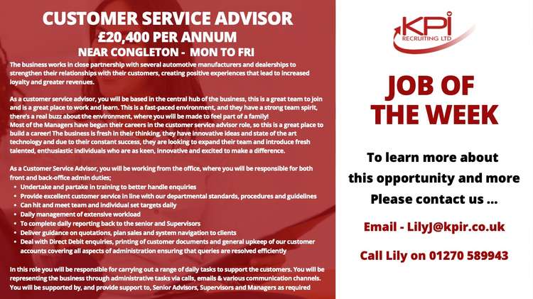 Here's the full details about the Congleton area job.