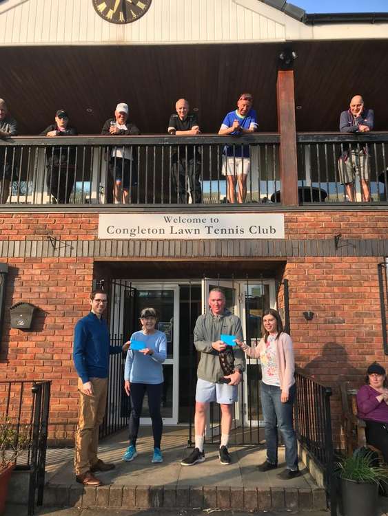 Paul Clark and Becky Spall from the sponsors Spall Clark presenting the prizes.