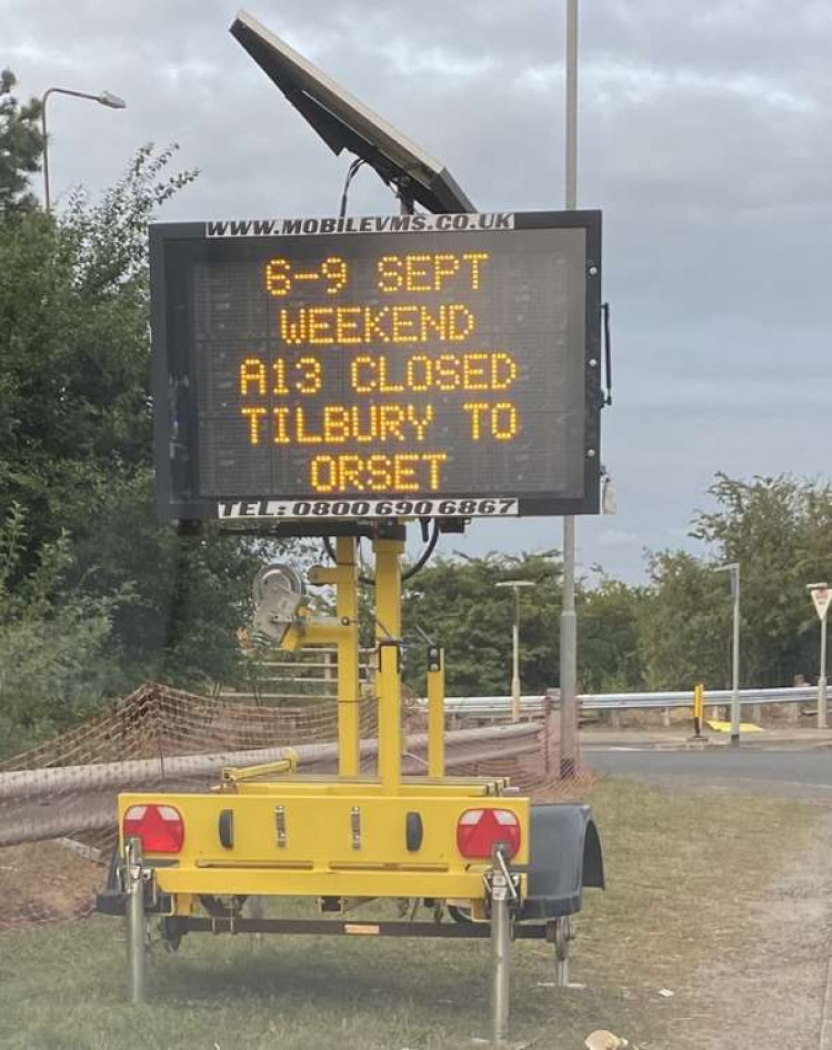 Shame about the date: Thurrock Council's warning signs close to the A13 gave out misleading information about the date!