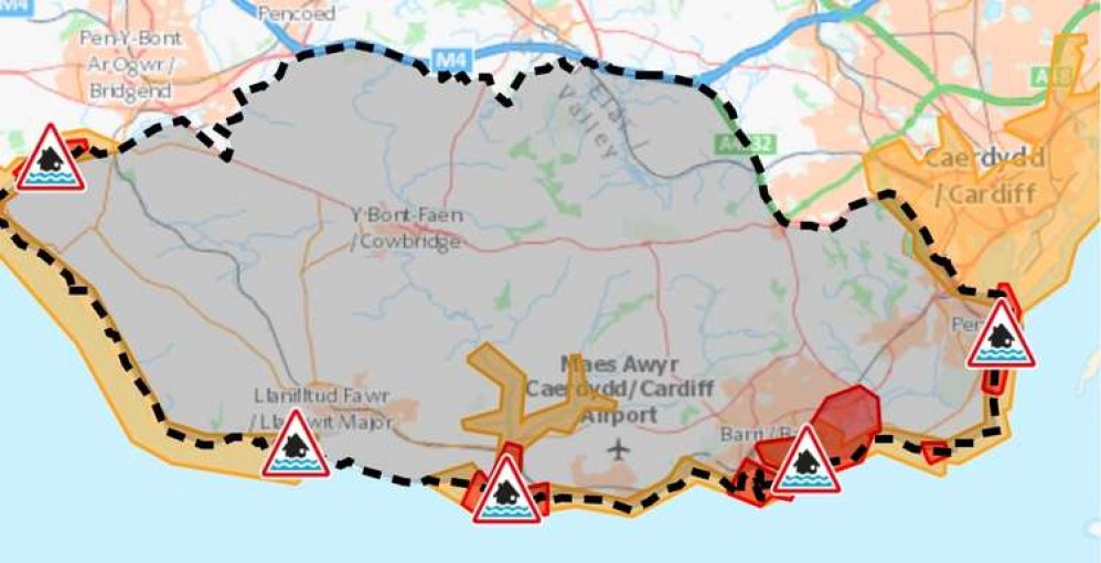 Flood warnings across the Vale of Glamorgan. (Image credit: Natural Resources Wales)