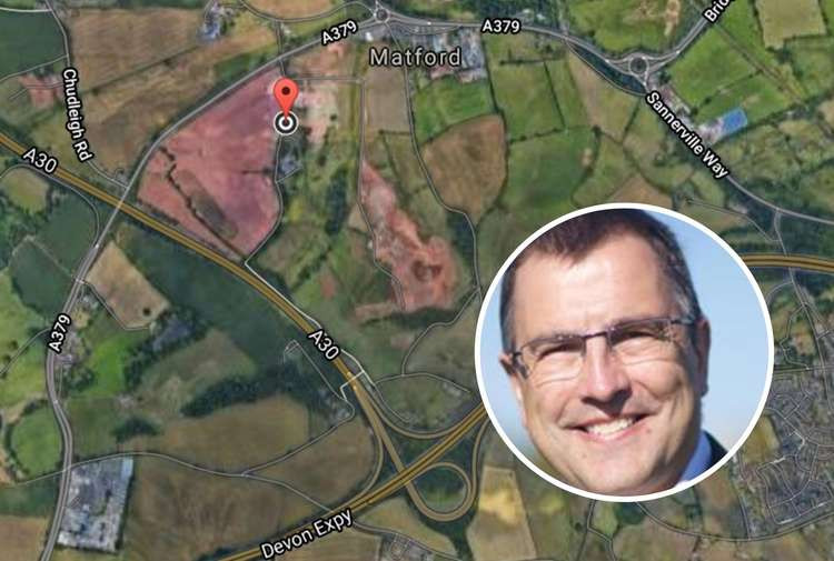 Location on Google Maps. Inset: Cllr Martin Wrigley (Teignbridge District Council)