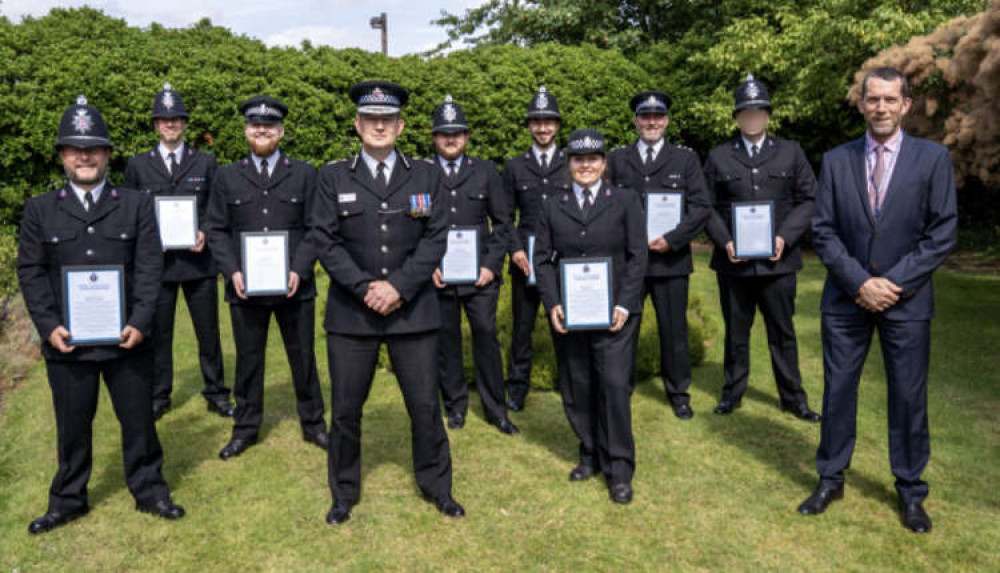 Commended officers with BJ Harrington