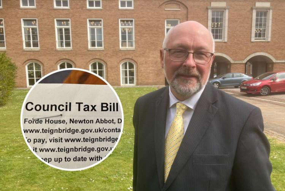 Cllr Alan Connett, leader of Teignbridge District Council. Inset: Council tax bill