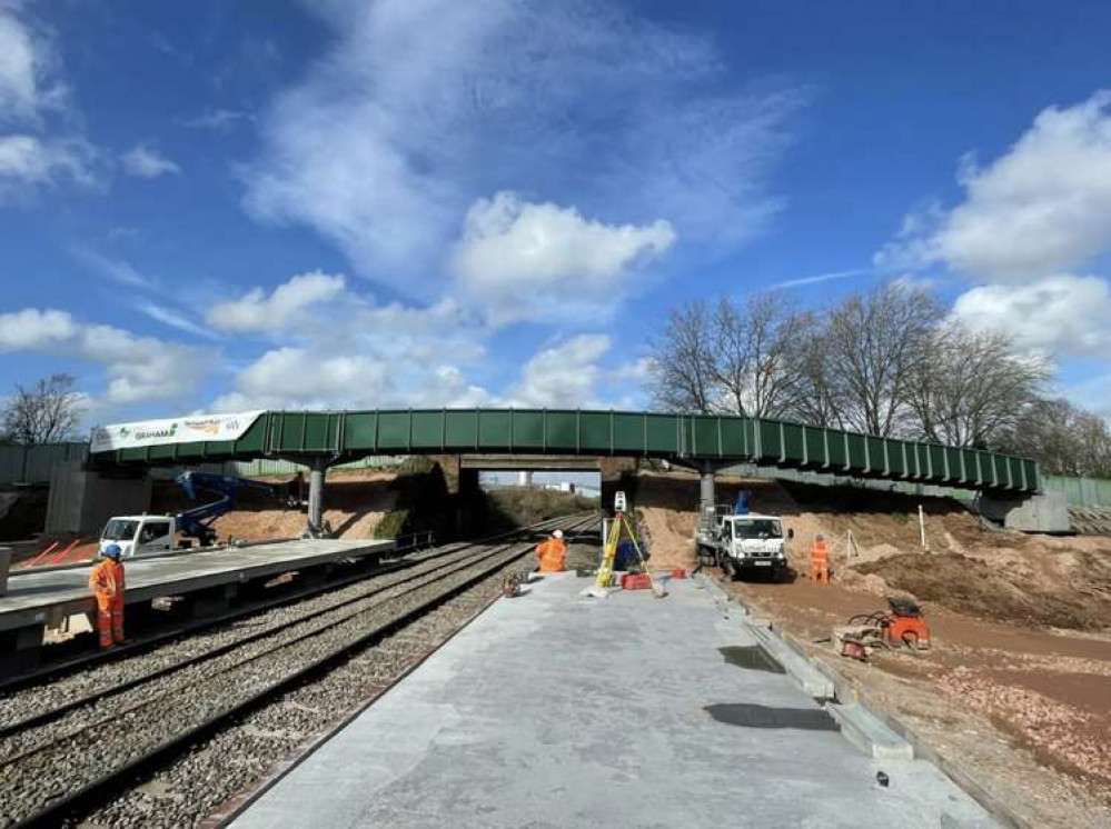 The new 16-metre bridge at the future railway station in Marsh Barton (Devon County Council)