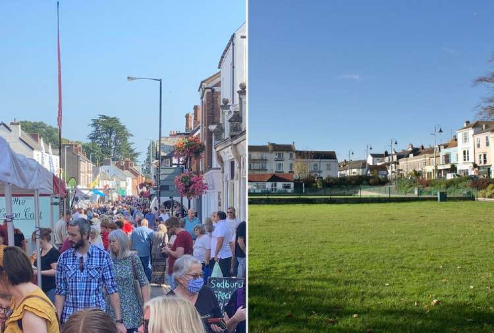 L: An example of a food festival (eat:Festivals). R: Dawlish Lawn (Nub News, Will Goddard)