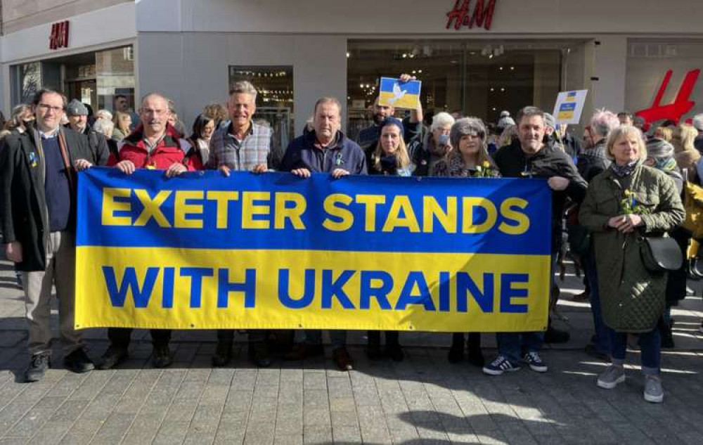 Ukraine vigil, held by council leader Phil Bialyk (centre)