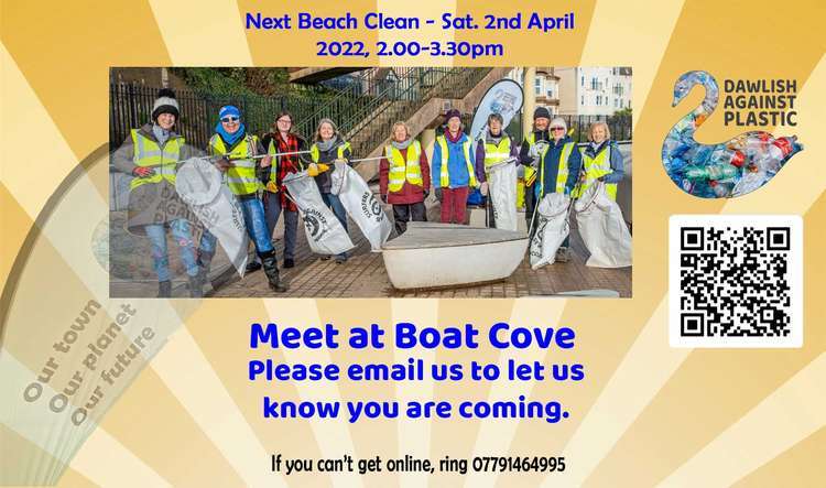 Dawlish Against Plastic's monthly beach clean is on this Saturday