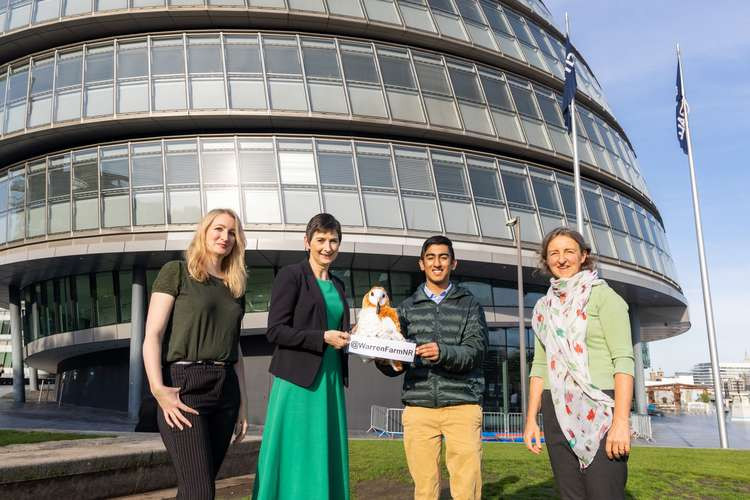 Katie Boyles, Brent River & Canal Society Trustee; Caroline Pidgeon, London Assembly Member; Kabir Kaul, young conservationist and wildlife writer; Alice Roberts, Head of Green Space Campaigns, CPRE London. (Image: Paul Clarke)