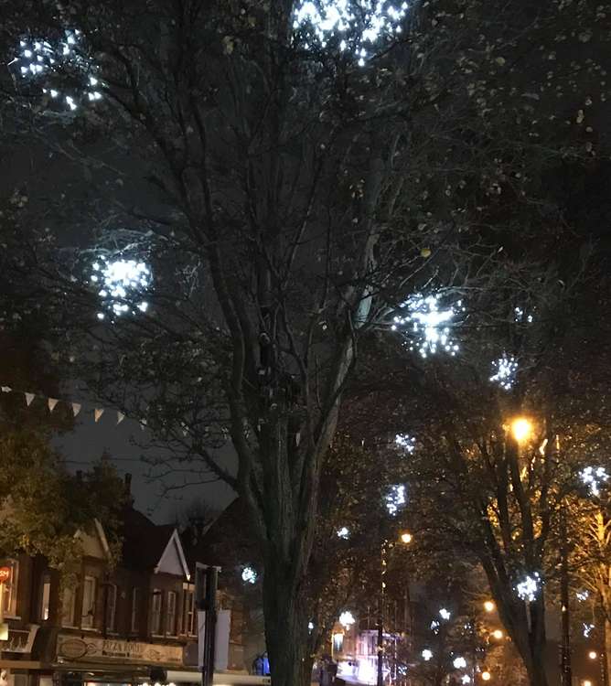 The Pitshanger Lane tree lights last year. (Image: Pitshanger Community Association)