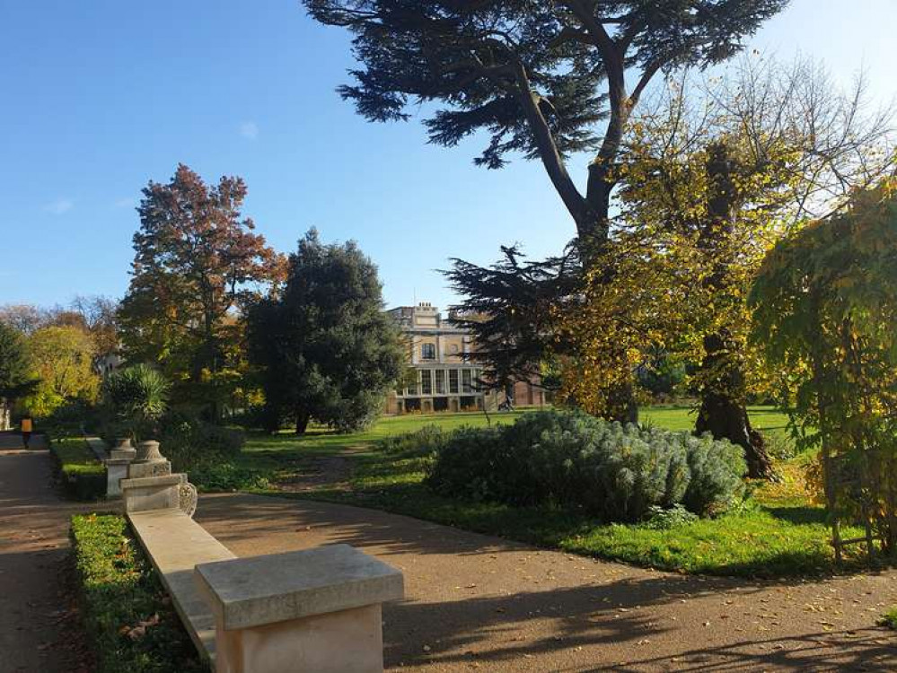 Pitzhanger Manor through the trees of Walpole Park.