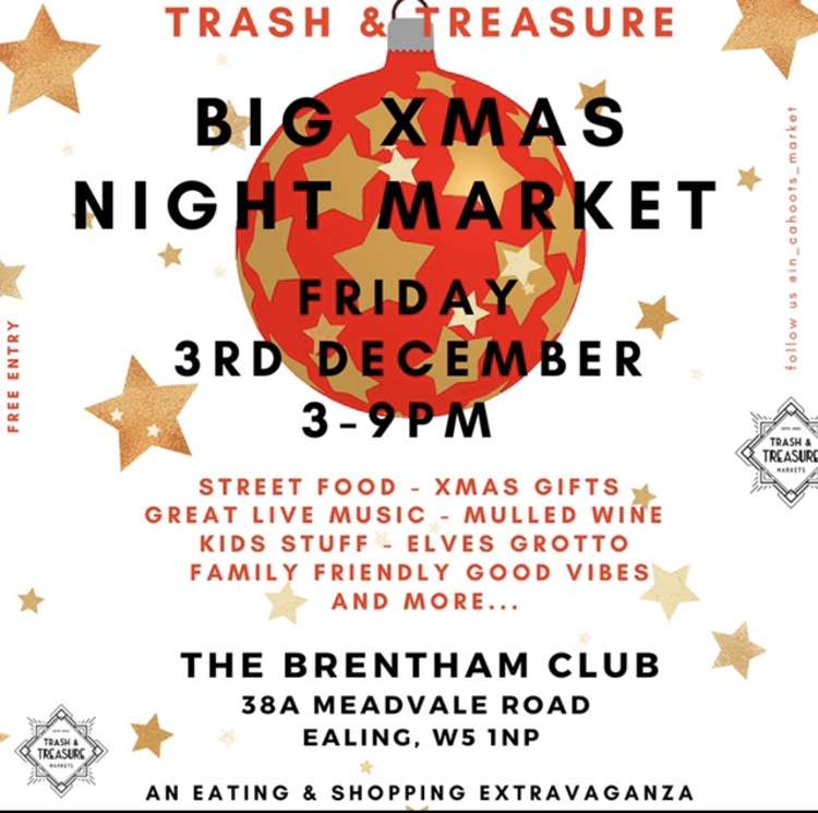 Find the market at The Brentham Club, 38A Meadvale Road, from 3-9 pm this Friday, 3 December. (Image: Trash & Treasure)