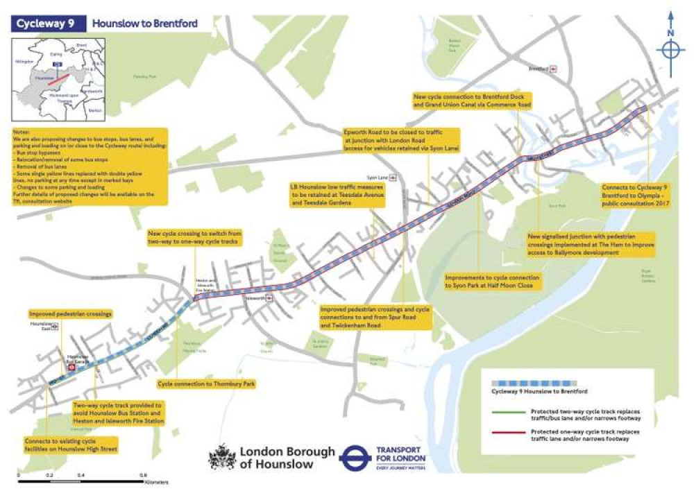 Extension to Cycleway 9 between Brentford and Hounslow. (Image: Transport for London)