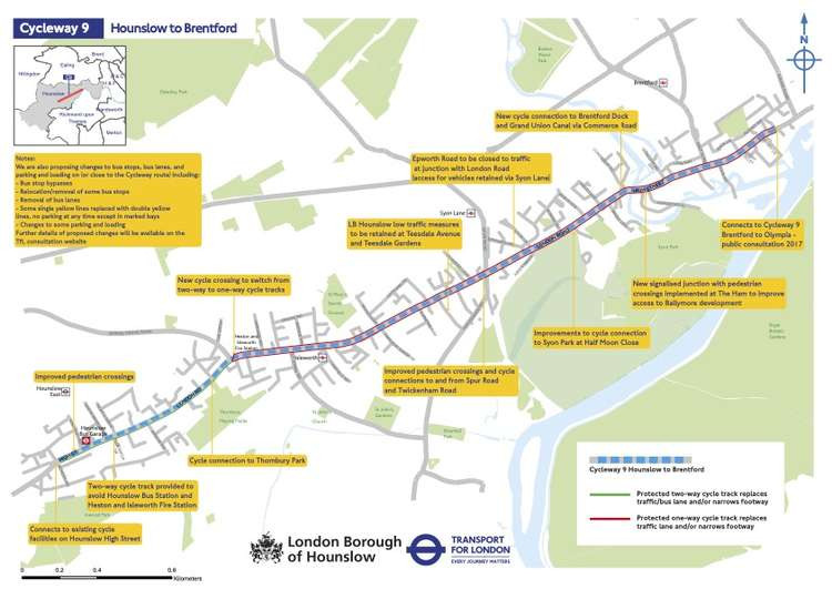 Extension to Cycleway 9 between Brentford and Hounslow. (Image: Transport for London)