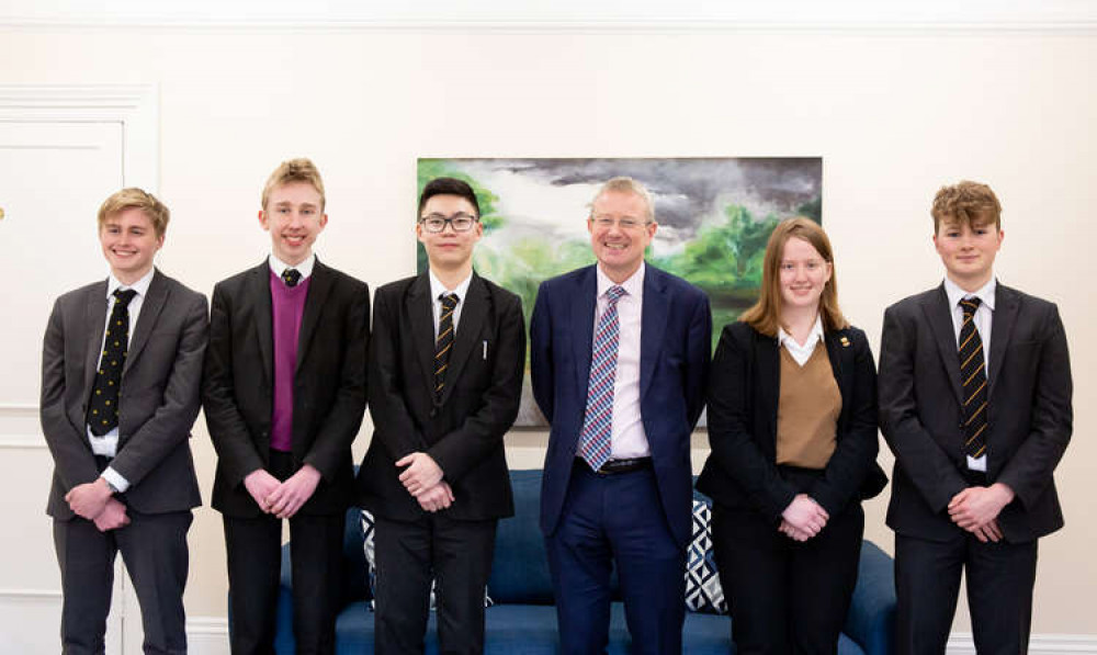 St Benedict's Oxford offer holders with the Headmaster (Image: St Benedict's School)