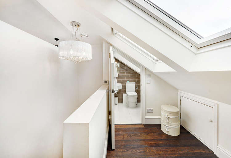 On the second floor is the loft bedroom – a real wow-factor room of the house (Image: Leslie & Co)