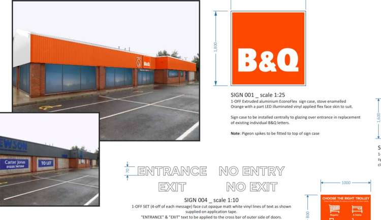 An extract from the application for signs at the B &Q in Frome