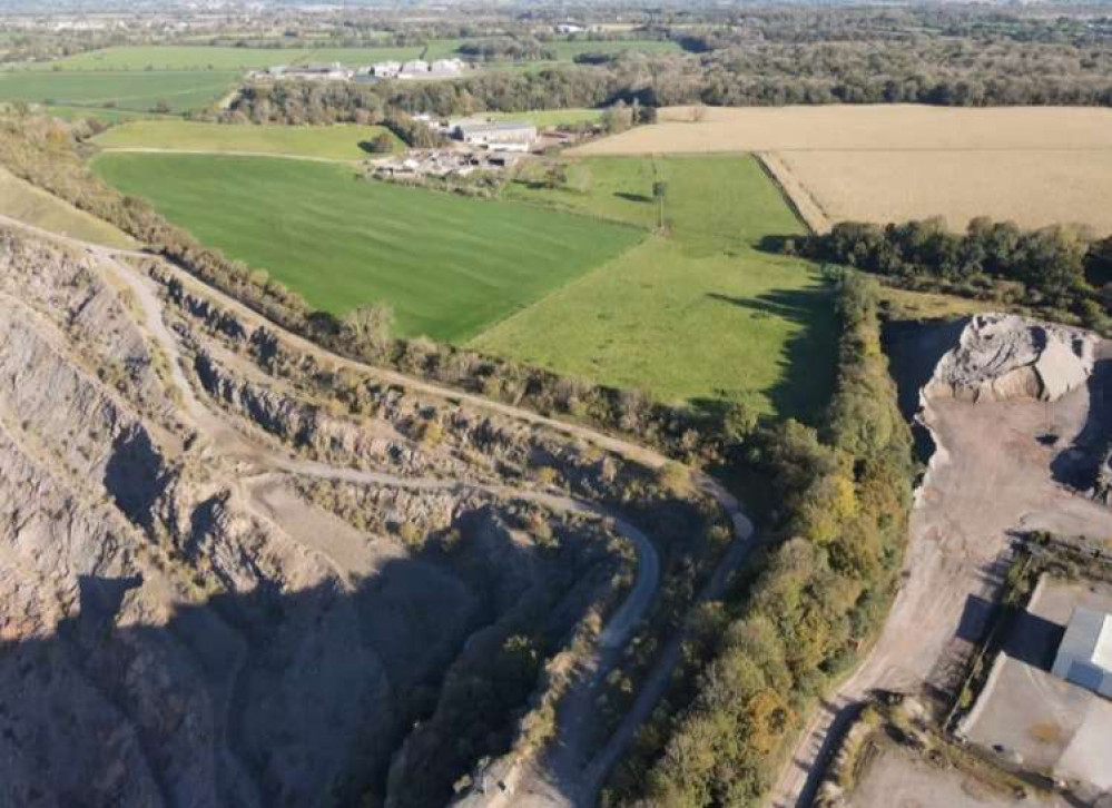 Agricultural Land North Of Torr Works Quarry, Where The Limestone Scalpings Will Be Stored. CREDIT: Somerset County Council. Free to use for all BBC wire partners.