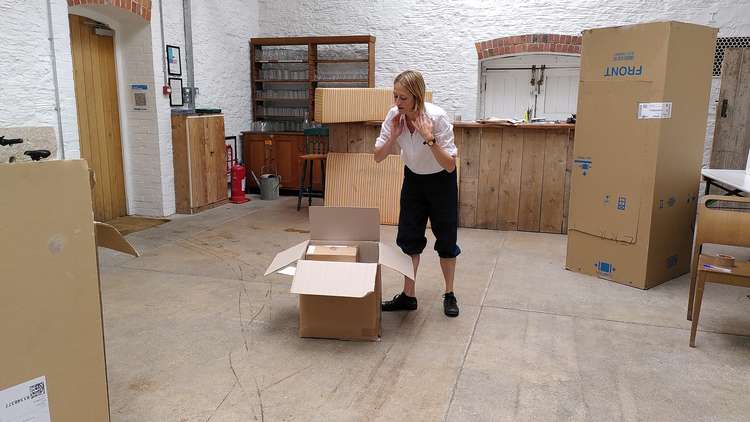 Rehearsal in the Silk Mill in Frome ahead of the performance - boxing really clever