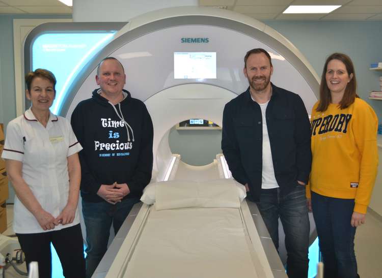 Left to right: Di Pressdee, Head of Radiology at Bath RUH; Neil Halford, Time is Precious Founder; Will Thorp, Time is Precious Patron and Actor; Nicky Halford, Time is Precious Founder.