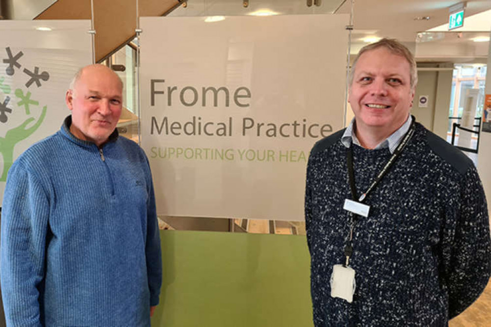 Dougie Brown, Director of Services at Active and In Touch  and Frome Medical Practice Charity Champion, Kevin Sivell