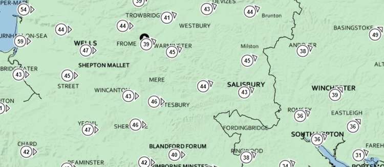 And again the Met Office map revised at midday