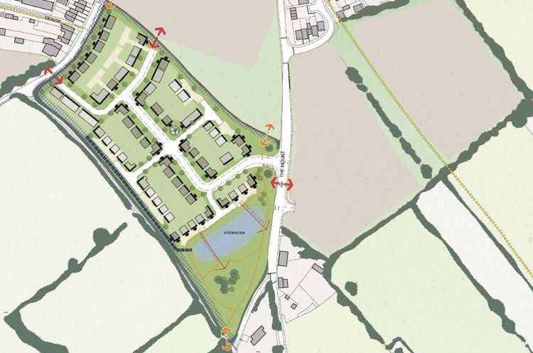 Plans For 131 Homes West Of The B3092 The Mount In Frome. CREDIT: Pegasus Planning Group. Free to use for all BBC wire partners.