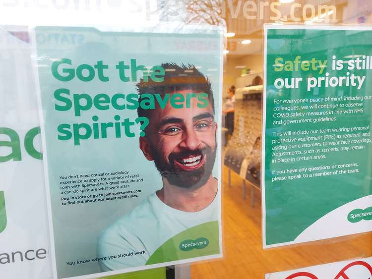 Specsavers in the Westway Frome is advertising