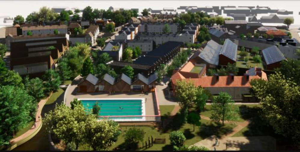 The community led model for Saxonvale showing the style of the development envisaged