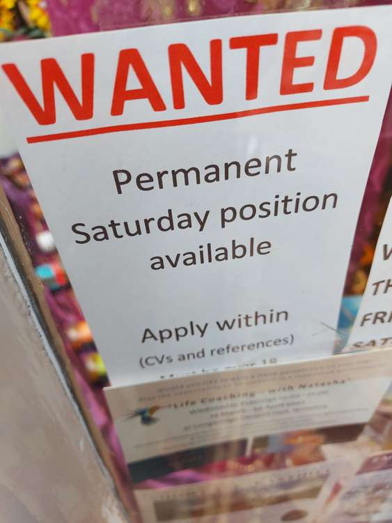 There is a Saturday job at the health food shop on Cheap Street in Frome