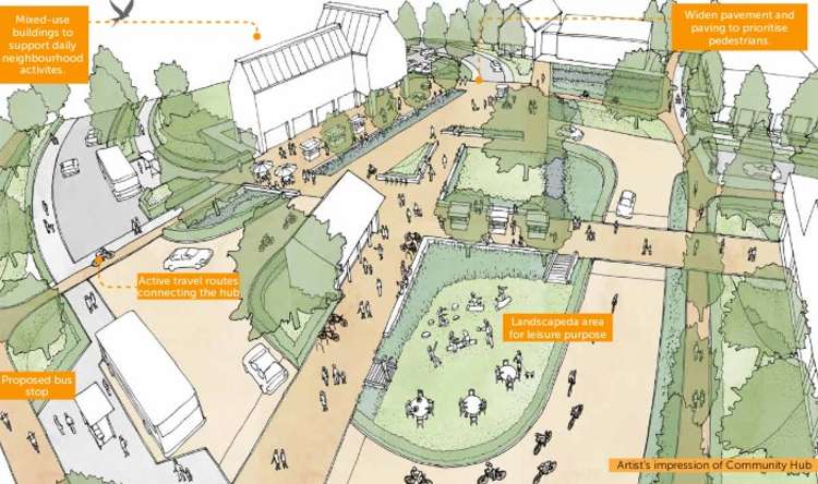 Artist'S Impression Of The Wetlands Gateway Within The Selwood Garden Community In Frome. CREDIT: NVB Architects. Free to use for all BBC wire