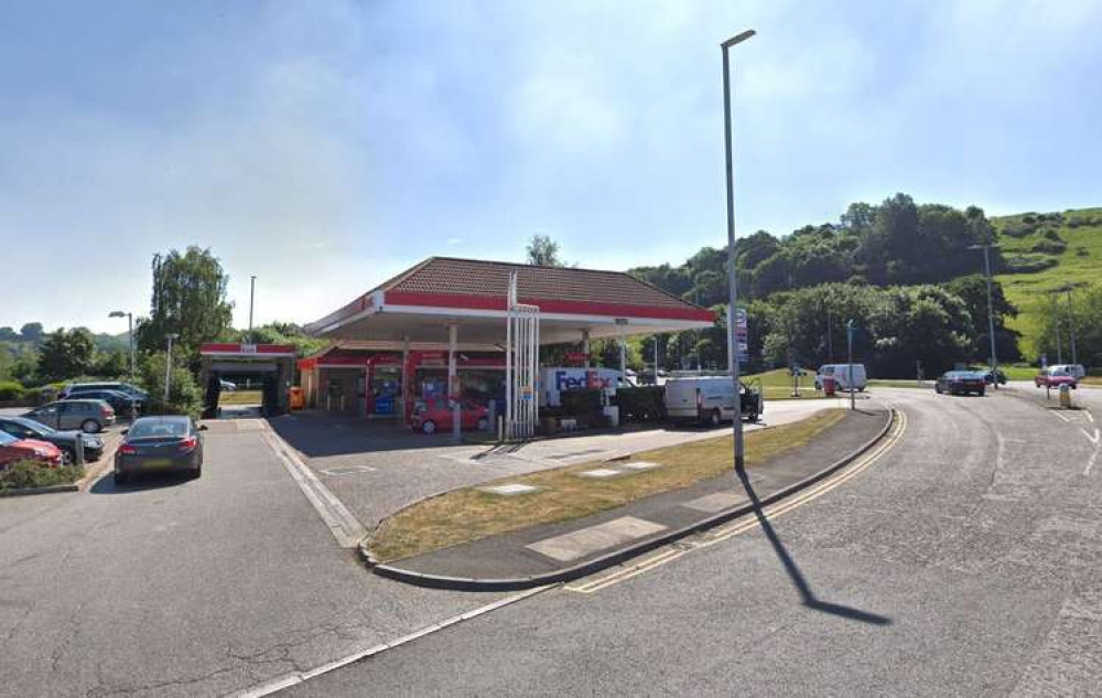 The Esso garage in Glastonbury before the recent work to increase the height of the forecourt canopy (Photo: Google Street View)