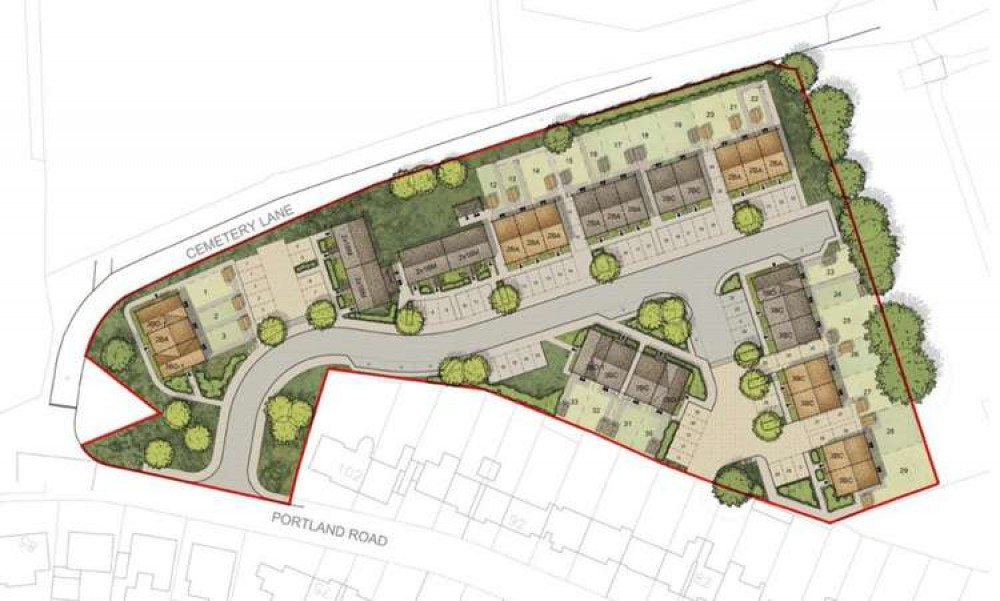 Plans For 33 Homes On Portland Road In Street. CREDIT: Thrive Architects. Free to use for all BBC wire partners.