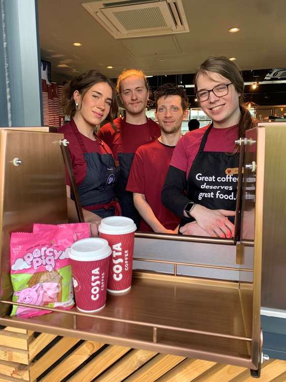 Staff at the new branch of Costa. Picture by Costa Coffee