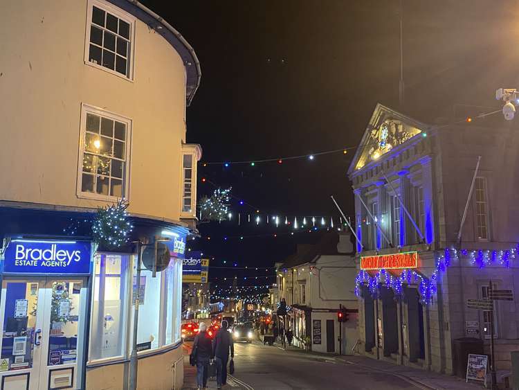 Helston Christmas lights taken down for another year.