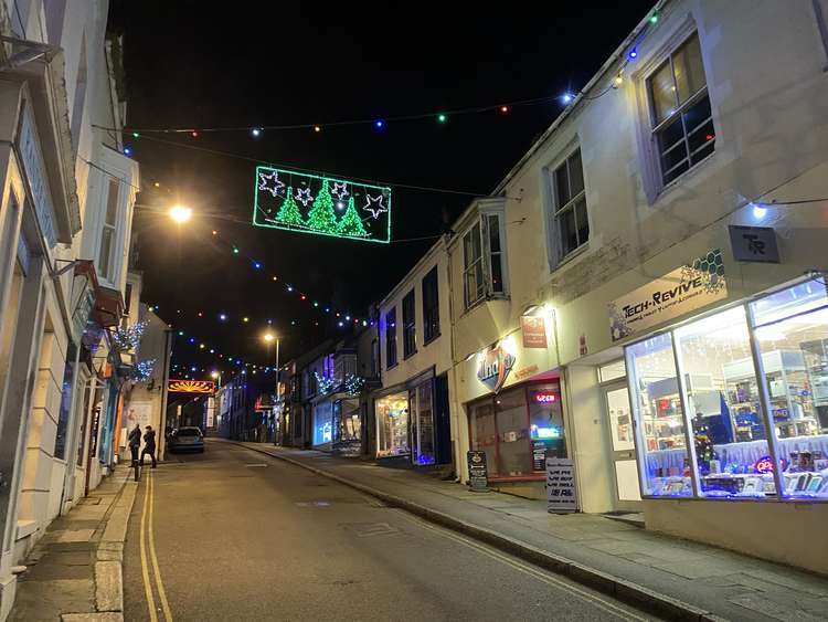 Helston Christmas lights taken down for another year.