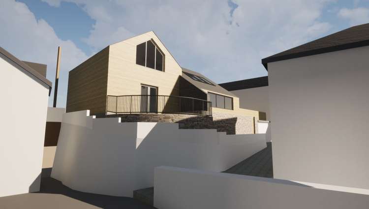 The proposed new office and dwelling on Wellington Road, Porthleven. Credit: RA Design/Cornwall Council planning.