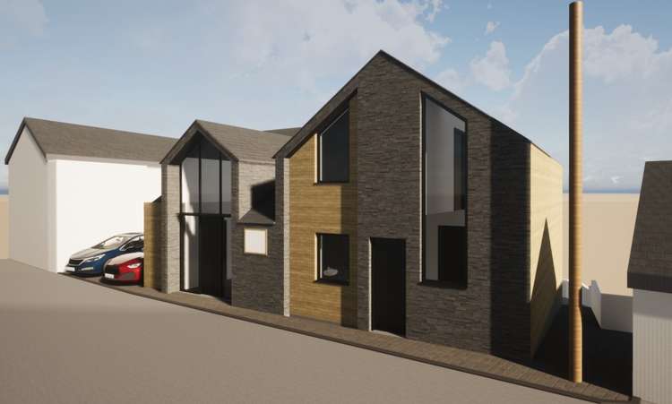 The proposed new office and dwelling on Wellington Road, Porthleven. Credit: RA Design/Cornwall Council planning.