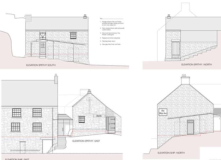 Proposed plans for changes to The Ship Inn, Porthleven. Credit: Michael Waite Associates.