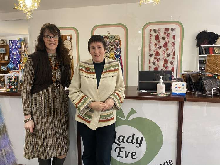 Bee Pellow and Jan Williams - owners of Lady Eve Vintage, Meneage Street Helston.