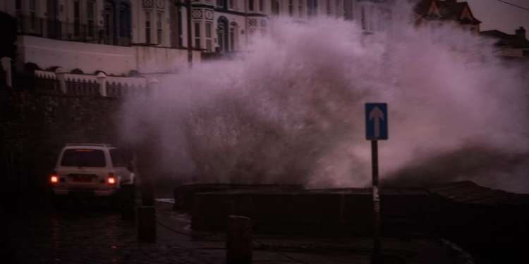 A picture of the waves overtopping in Porthleven - taken by Richard Cooper/Cornwall in Focus.