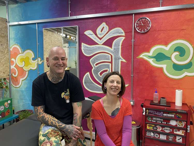 Perdita and Jed - owners of GoGo Electric Tattoo in Helston.