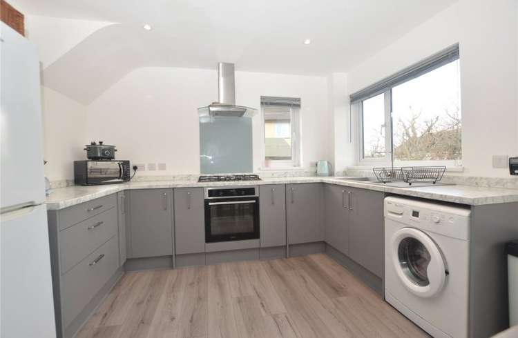 The kitchen at the three bed home on Nanscober Place. Shared by Bradleys Estate Agents Helston.