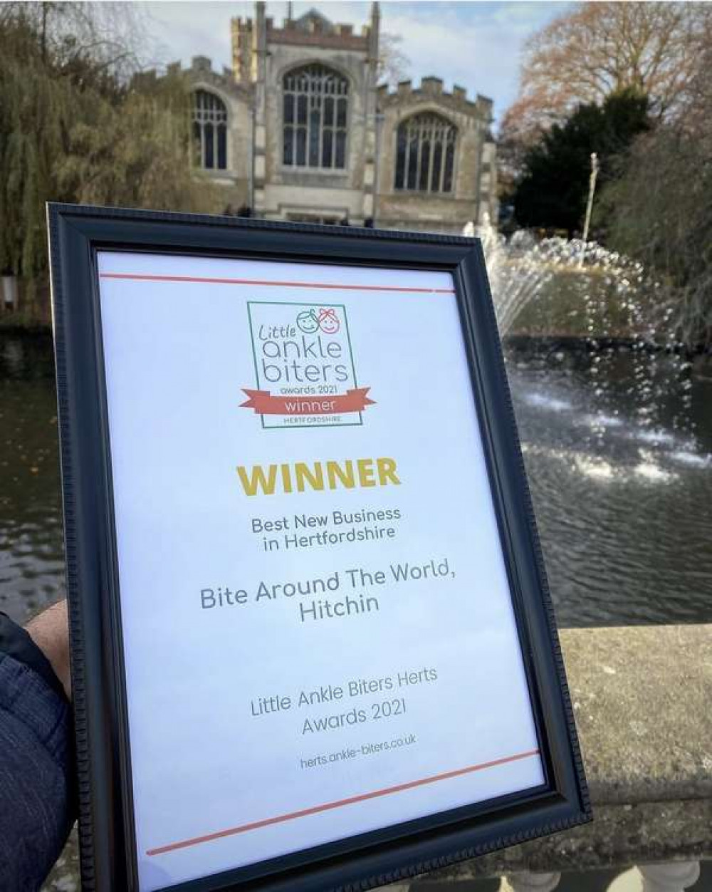 We still can't believe we won prestigious award say successful Hitchin food business Bite Around The World. PICTURE: The prestigious award that Bite Around the World won at the Little Ankle Biters honours evening. CREDIT: Bite Around The World Instagr